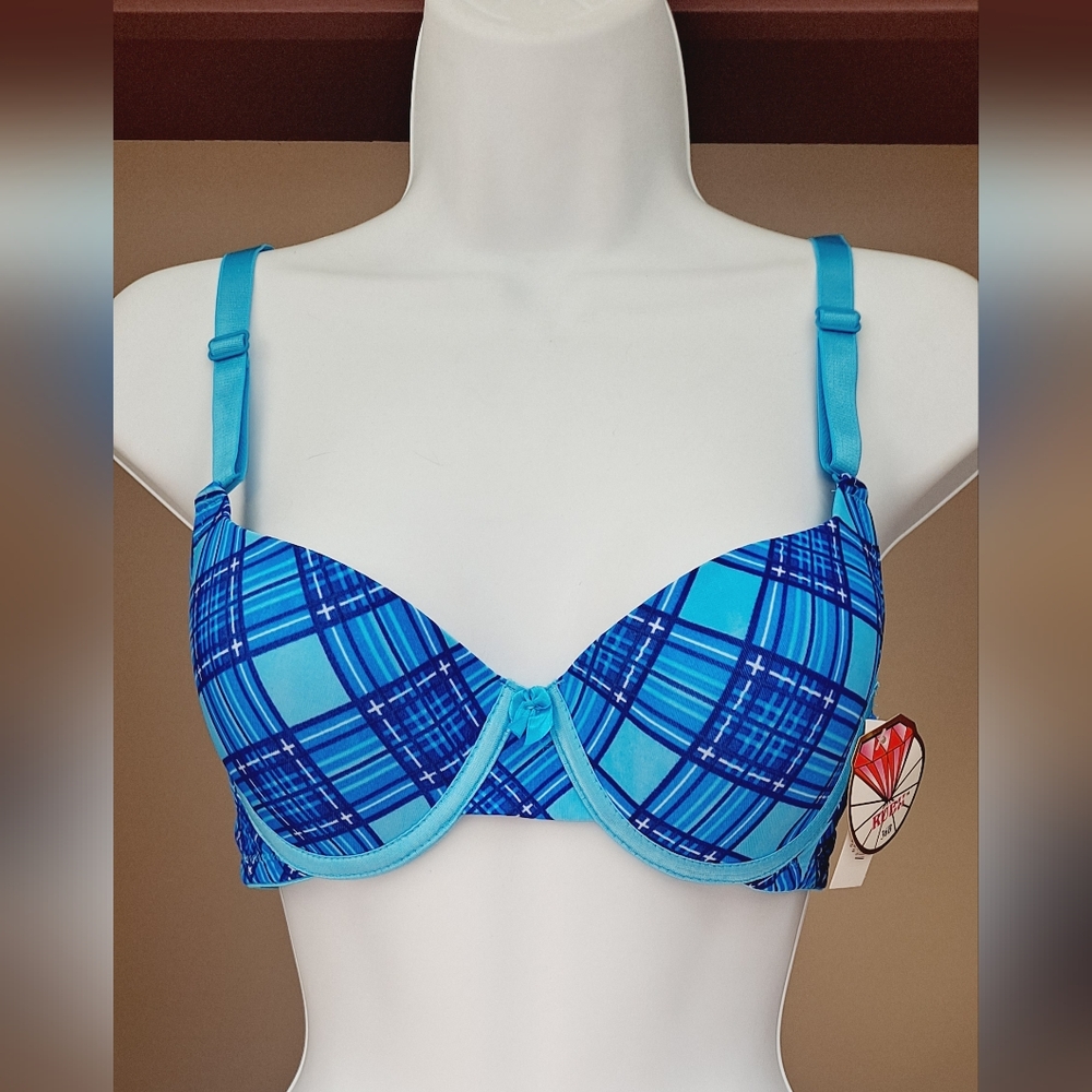 RUBH Blue Plaid Bra 36B Brand New!